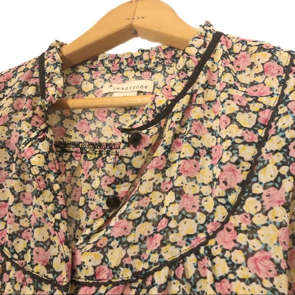 Vintage twentyone Floral Ditsy Print Frill Blouse - Picture 3 of 8